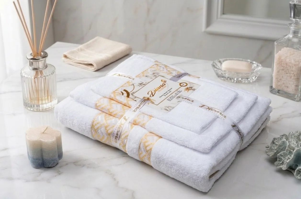 Pack de 3 Serviettes DIANA – 100% Coton Premium - Vue principale